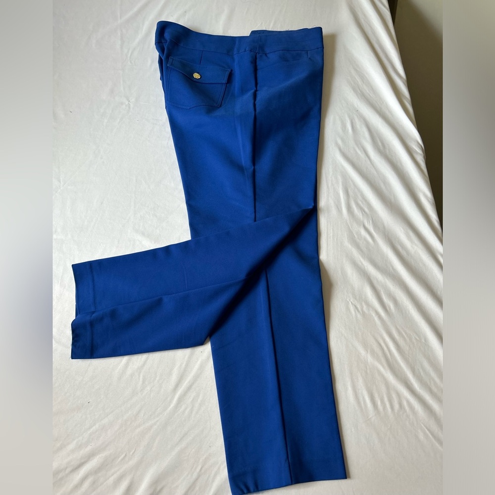 Anne Klein Royal Blue heavy twill dress slacks size 14  career dress fun classy